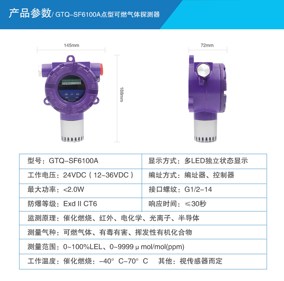 GTQ-SF6100A点型可燃气体探测器