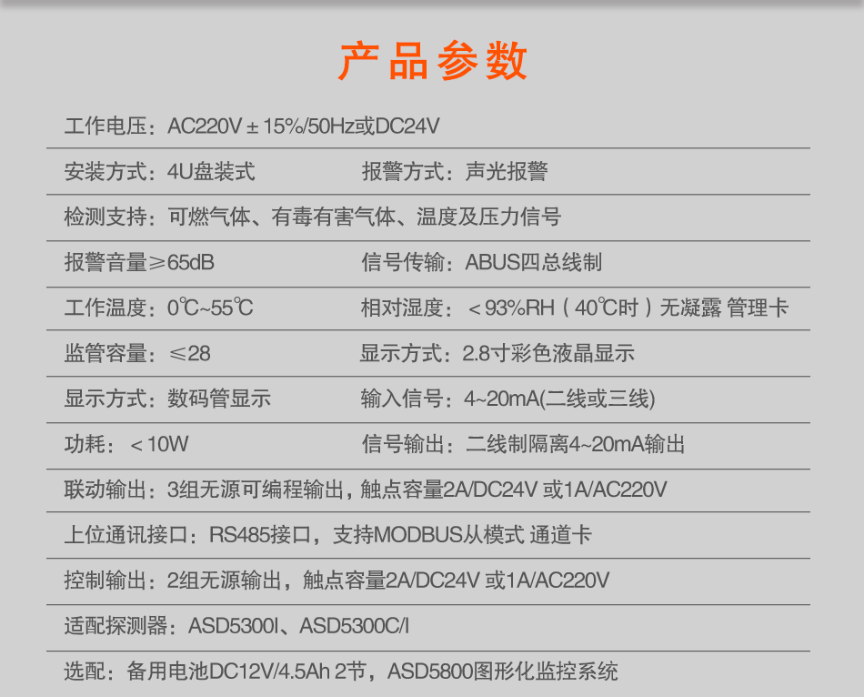 JB-TB-ASD5130插卡式气体报警控制器