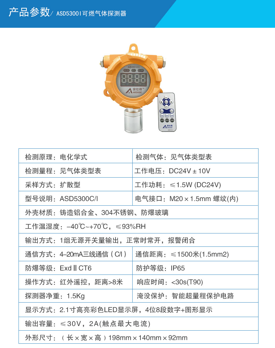 ASD5300I可燃气体探测器 4-20mA