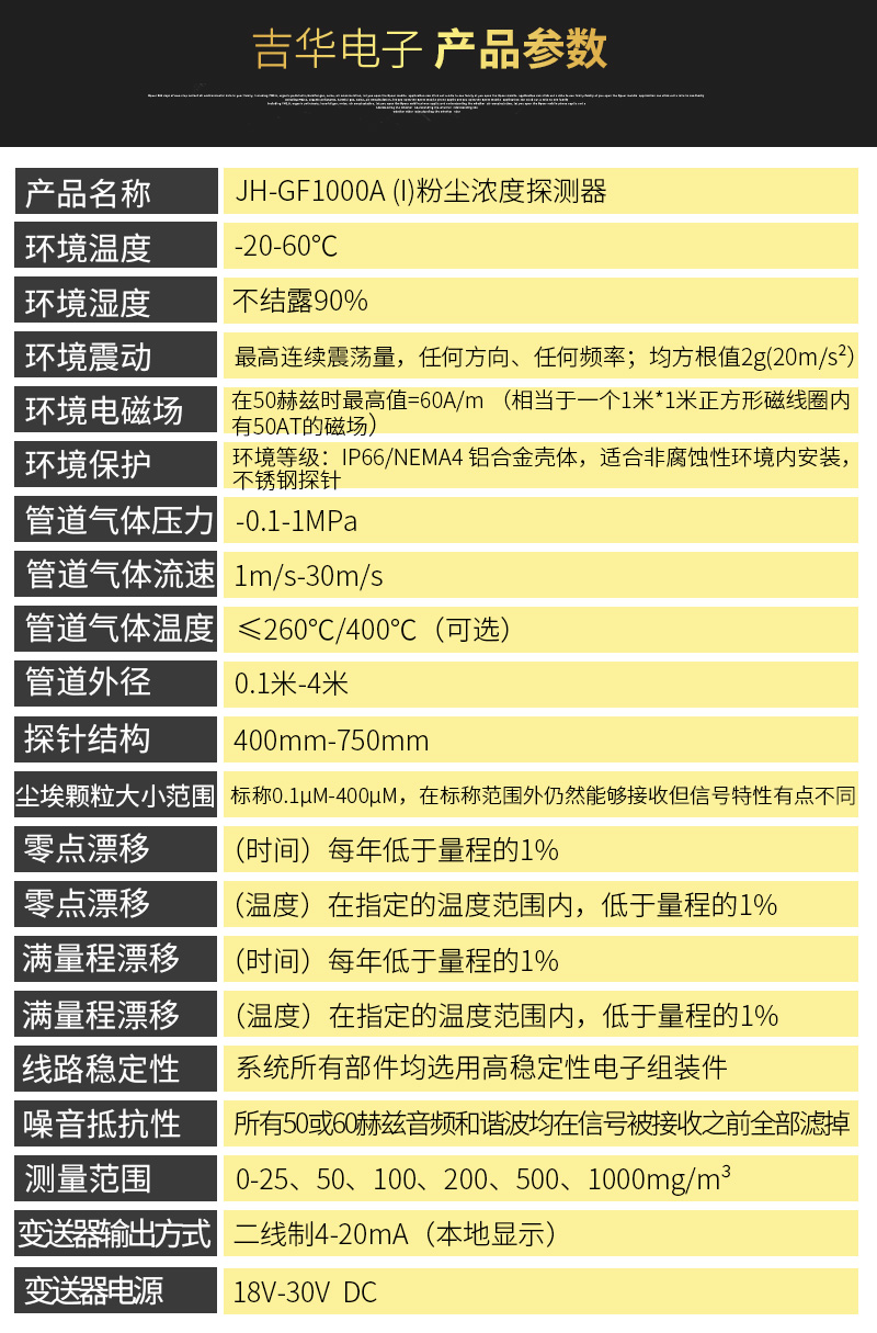 JH-GF1000A(I)粉尘浓度探测器（插入式）