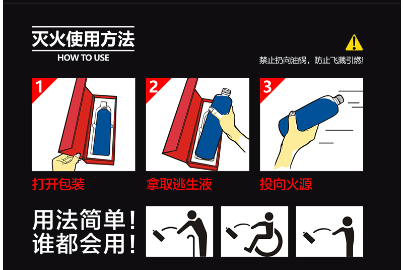 投掷型应急灭火逃生瓶 水科技逃生液使用说明