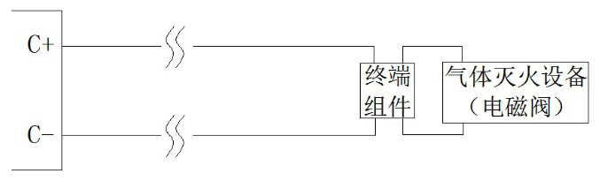 JBF5016气体灭火控制器喷洒启动输出接线示意图