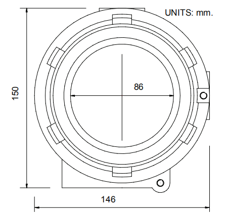 55000-021智能(隔爆型)IR3火焰探测器尺寸结构图