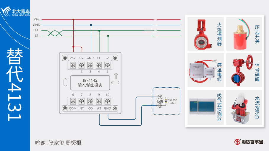 青鸟消防JBF4142输入/输出模块接线图