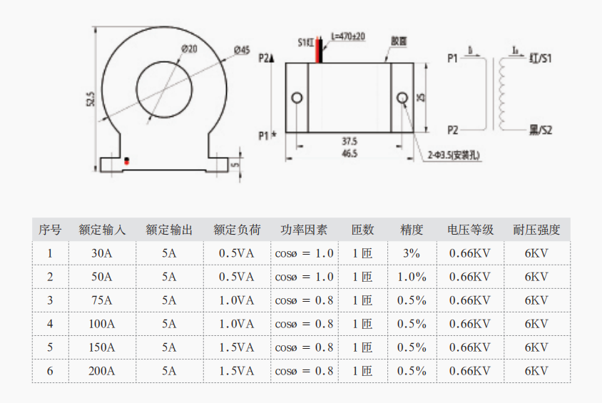 BZCT20AL穿心式电流互感器