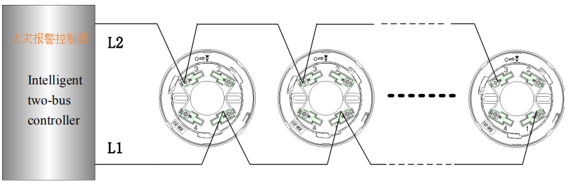 A9020T点型感温火灾探测器接线示意图