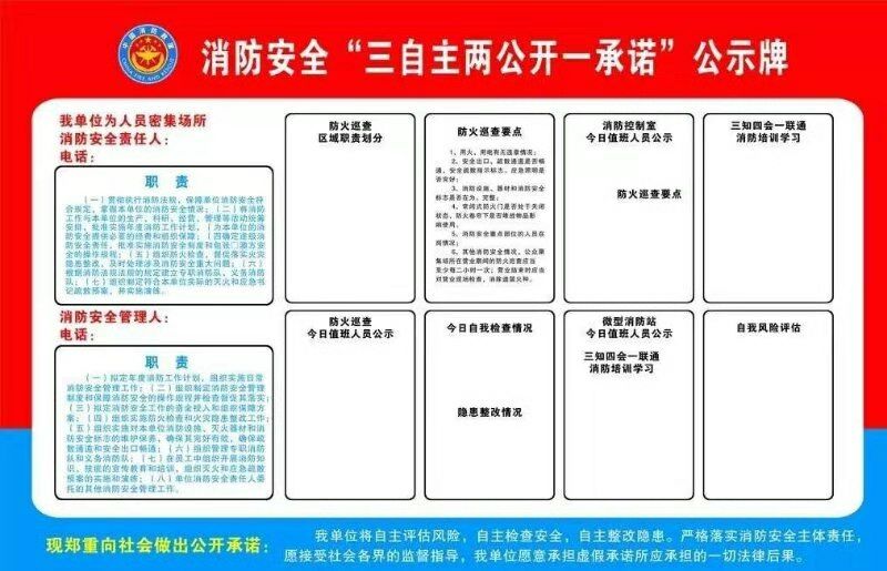 三自主两公开一承诺公示牌