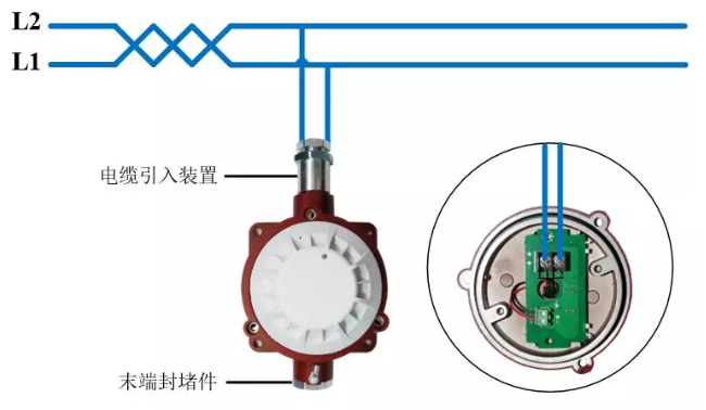 青鸟消防JTW-ZD-JBF4113-Ex防爆点型感温火灾探测器（A2R）安装接线图