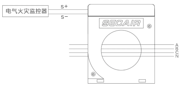 J-SCM41(160)剩余电流式电气火灾监控探测器接线图