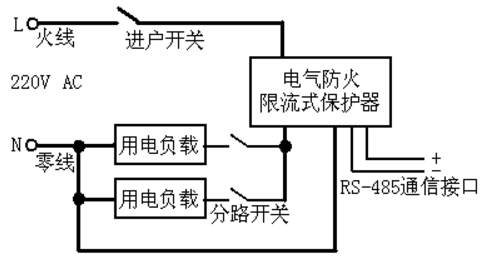 ZS-CLAP-10A电气防火限流式保护器产品接线图