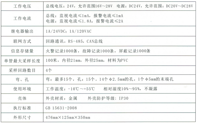 ASD-RH3802吸气式感烟火灾探测器技术参数