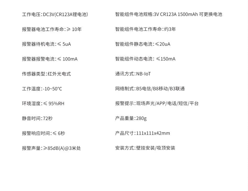 LZ-1956C-NB联网烟雾探测器技术参数