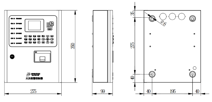 JB-QB-JBF5009火灾报警控制器外观尺寸