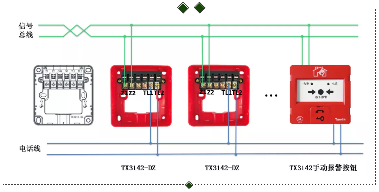 TX3142手动报警按钮接线图