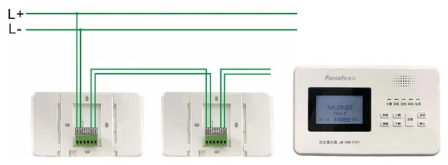 二线制总线火灾显示盘JS-SXB-FX01接线示意图