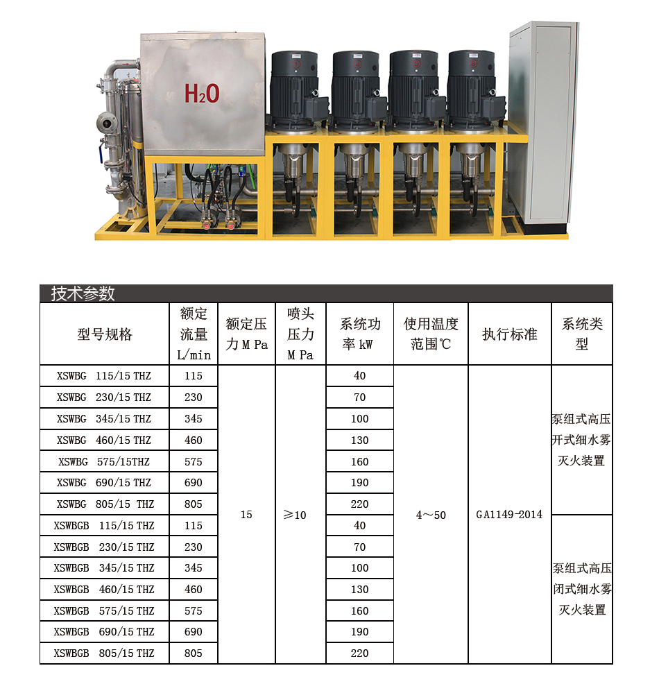 细水雾灭火装置参数