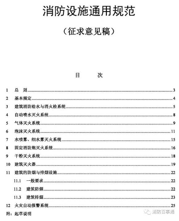 《建筑消防设施通用规范》目录