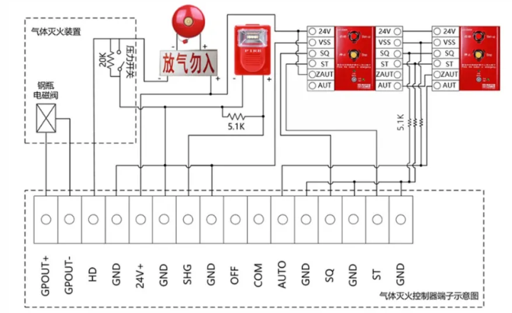 气体报警器接线图图片