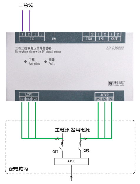 LD-DJ6222三相三线双电压信号传感器接线图