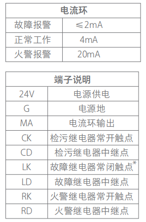 A716/UVIR2点型红紫外复合火焰探测器接线端子说明