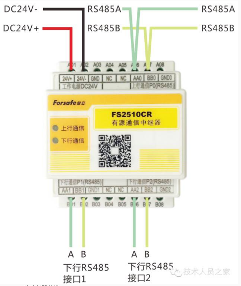FS2510CR有源通信中继器接线图