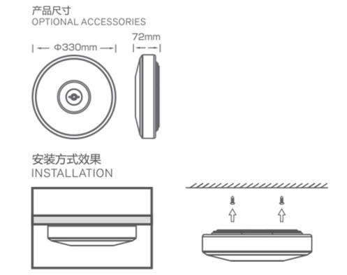 M-ZFJC-E16W6032声控感应应急照明灯具外观尺寸