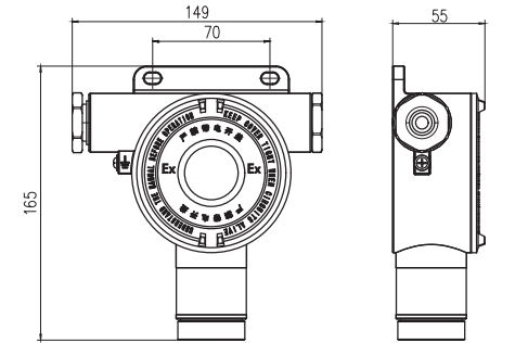 GTQ-C610工业及商业用途点型可燃气体探测器外观尺寸