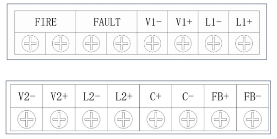 JF999-QMH1气体灭火控制器接线端子说明图
