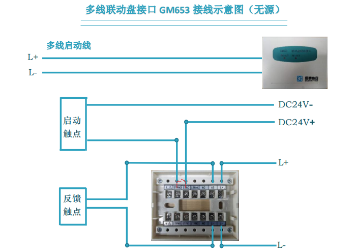 多线联动盘接口 GM653 接线示意图（无源）