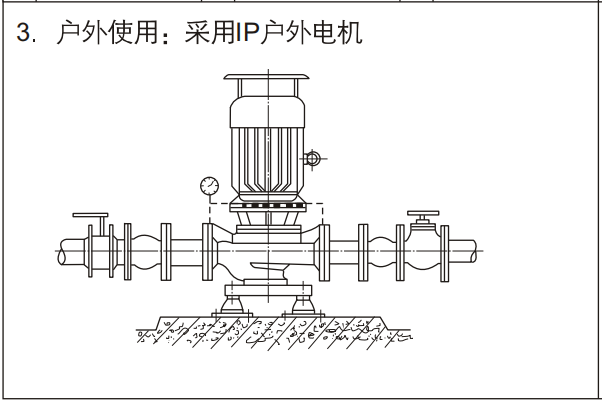 消防泵安装示意图-户外使用，采用IP户外电机