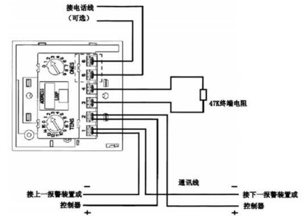 986201型智能手动火灾报警按钮接线图