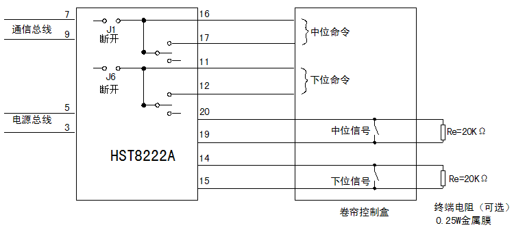 HST8222A双输入输出模块防火卷帘接线图