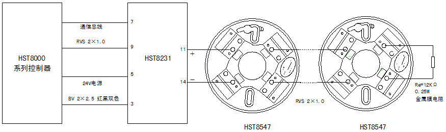 HST8231开关量火灾探测器接口模块（4线）接线图