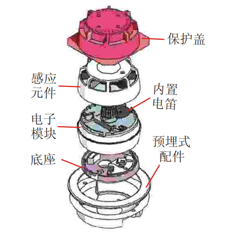 34770光电烟温复合探测器 带电笛蜂鸣器结构