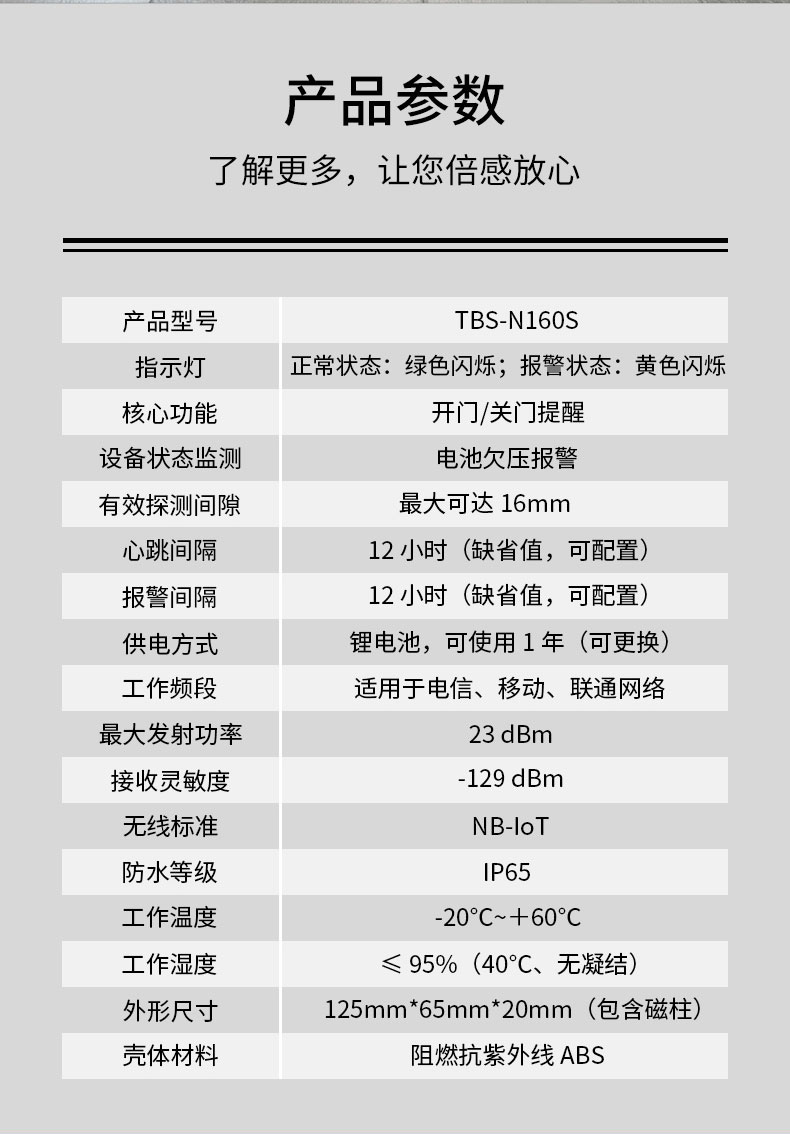 TBS-160S无线防水门磁报警器