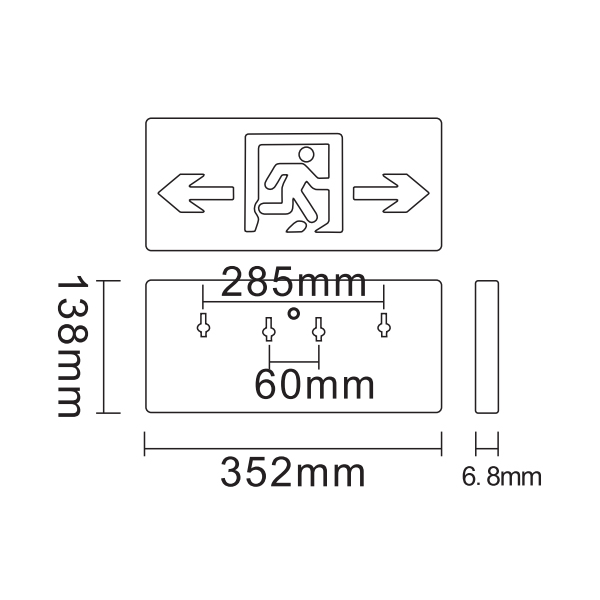 SS-BLJC-1LROEII2W-527B消防应急标志灯产品尺寸图