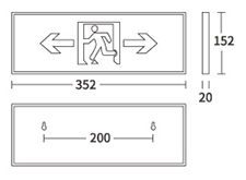 SS-BLZD-I1LROE3W-Z明装式疏散指示灯至尊款产品尺寸图