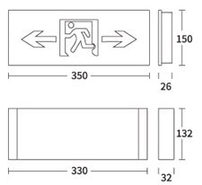 SS-BLZD-I1LROE3W-QB嵌入式疏散指示灯全玻款产品尺寸图