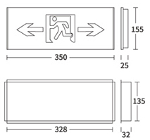 SS-BLZD-I1LROE3W-112Q嵌入式疏散指示灯全塑款产品尺寸图