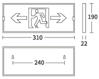 SS-BLZD-I1LROE3W-S明装式疏散指示灯全塑款产品尺寸图