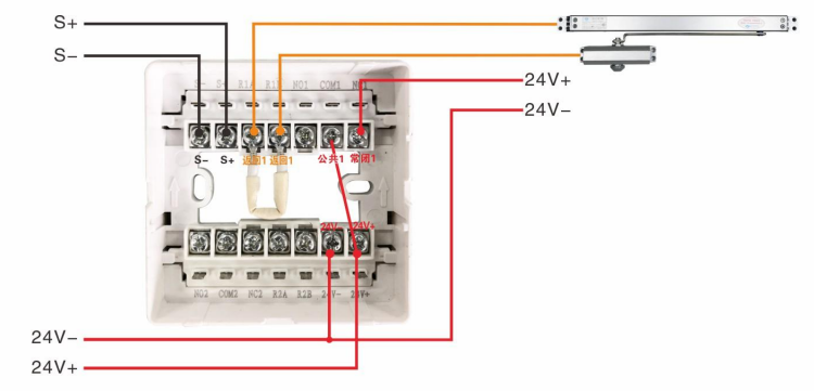 J-EI8341防火门监控模块接联动闭门器接线图（常开式防火门）
