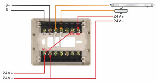 J-EI6341防火门监控模块接联动闭门器接线图（常开式防火门）
