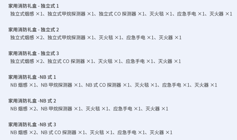 家用消防礼盒套装清单