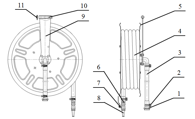 JPS0.8-19系列消防软管卷盘结构示意图