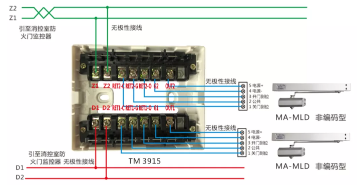 TM3915+防火门定位与释放装置接线图