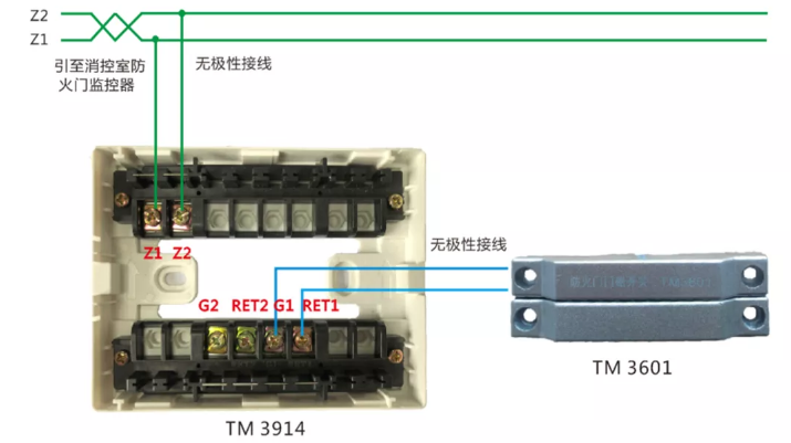 TM3914+非编码防火门门磁开关接线图