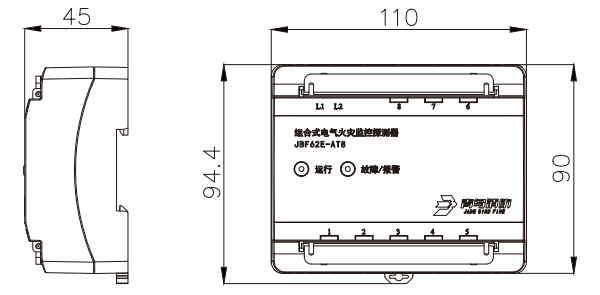 JBF62E-AT8组合式电气火灾监控探测器外形尺寸图