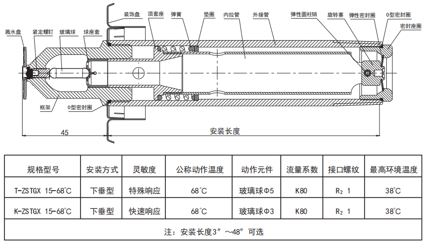 干式洒水喷头结构图