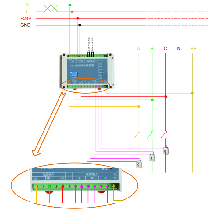 DYJK-YKS4976电压/电流信号传感器接线图