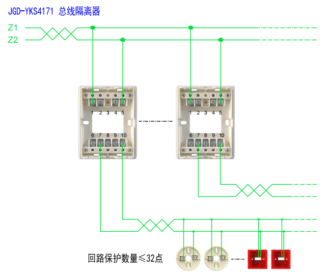 JGD-YKS4171总线隔离器接线图